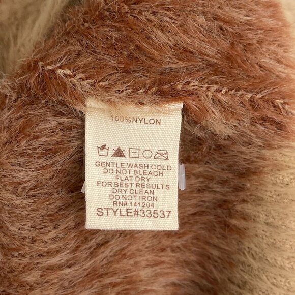 Hem & Thread Checkered Fuzzy Button Cardigan Sweater Balloon Sleeves Women M NWT - Picture 9 of 12